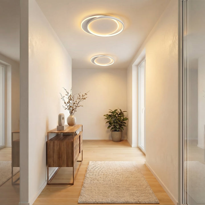 Double Ring White LED Ceiling Light with Remote Dimmer 5