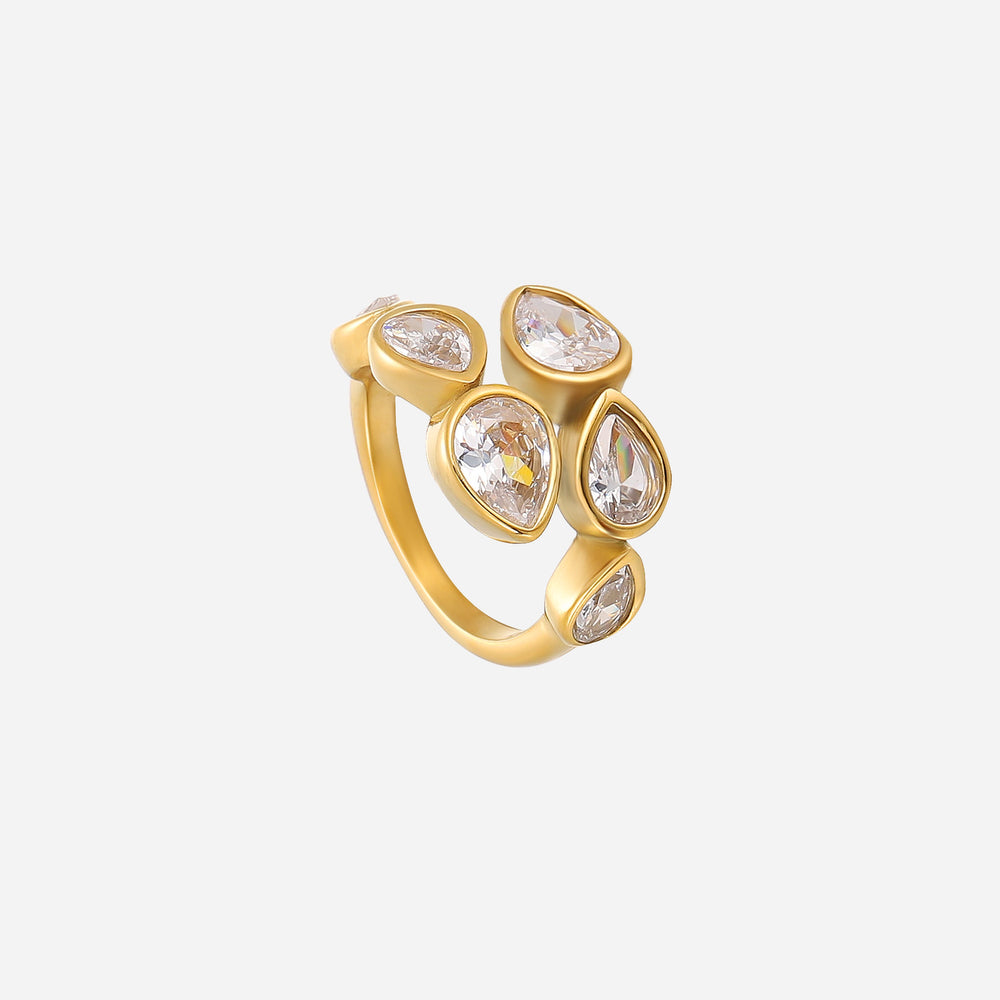 Lustre Adjustable Ring with Pear-Shaped Crystals 2
