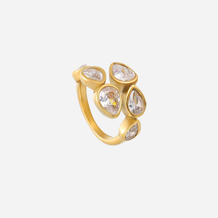 Lustre Adjustable Ring with Pear-Shaped Crystals 2