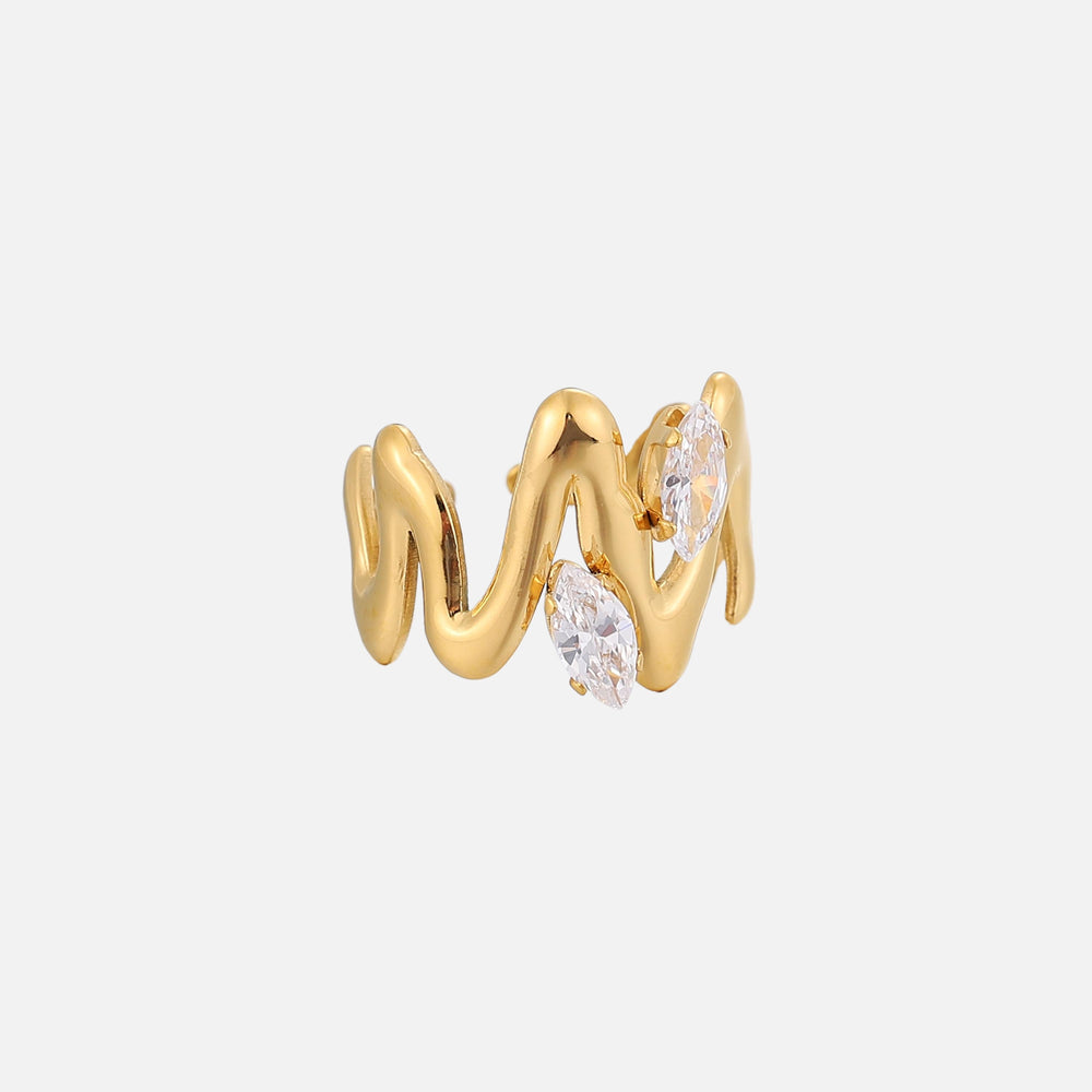 Adjustable Twirl Ring with Sculptural Flowing Design and Sparkle 2