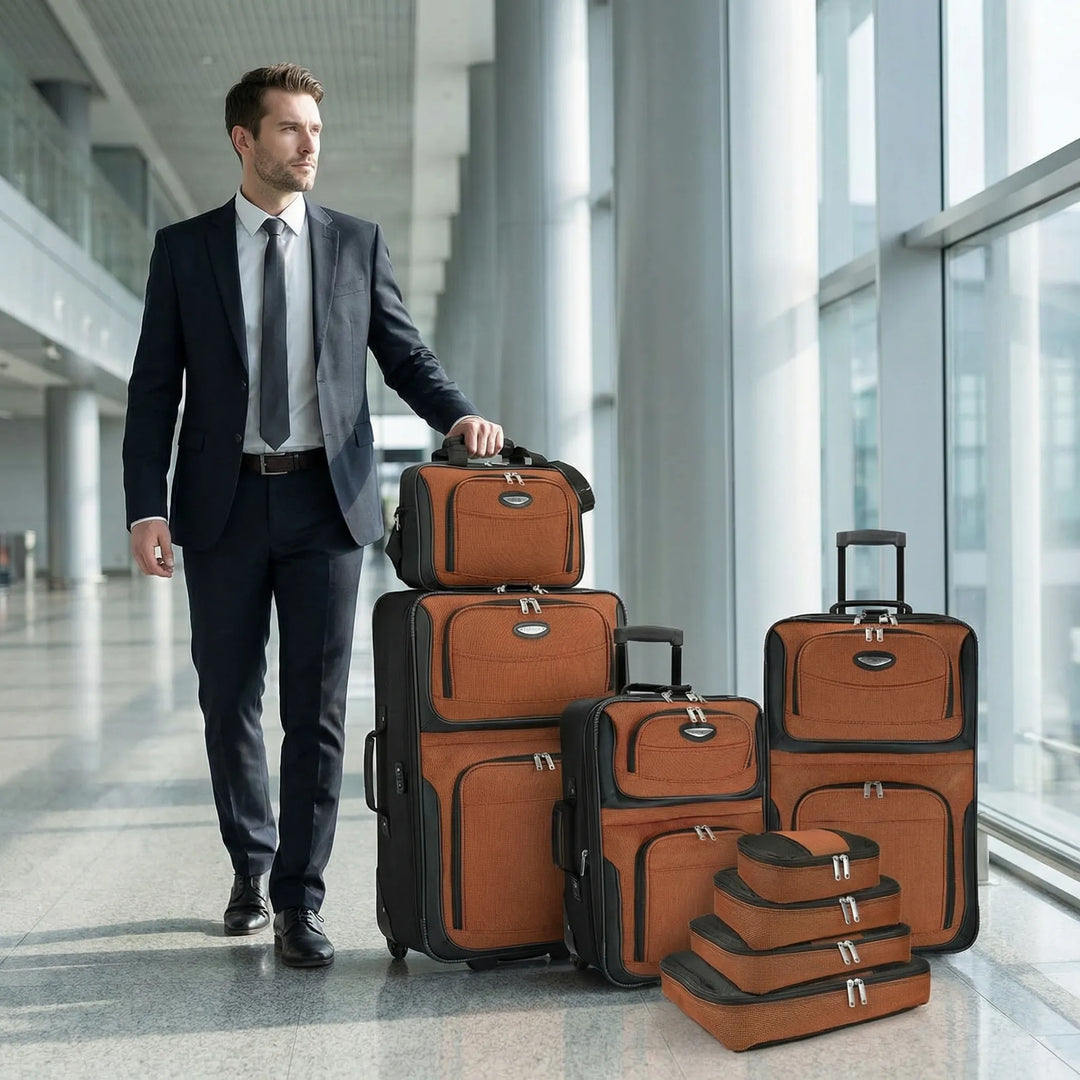 8-Piece expandable Soft-Shell Luggage Set - Trippalo