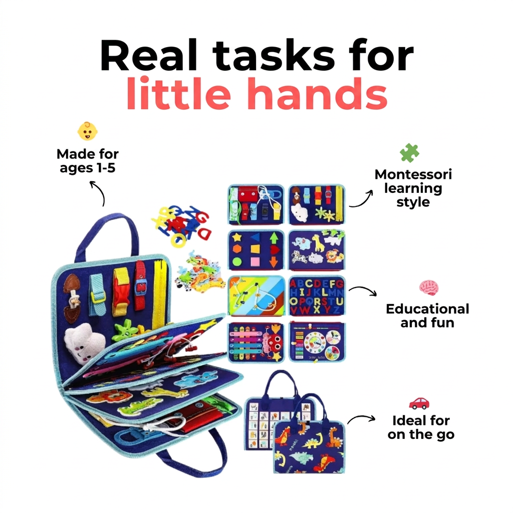 Montessori Activity Book for Toddlers Ages 1-5, Soft Felt Learning Toy 9