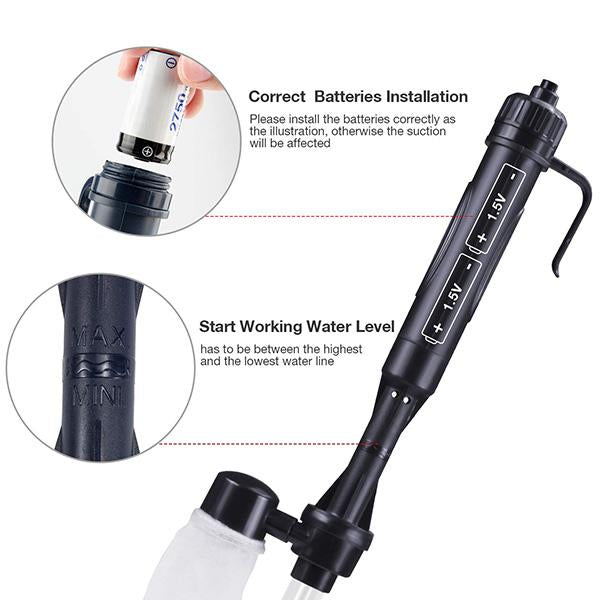 Electric Aquarium Gravel Cleaner - Battery Suction Pump for Water Changes 12
