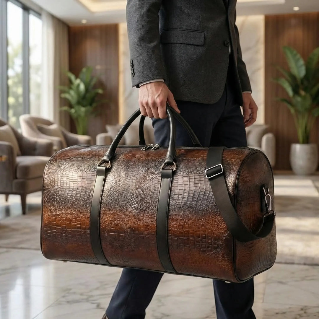 Embossed Barrel Duffel Bag - Crodal