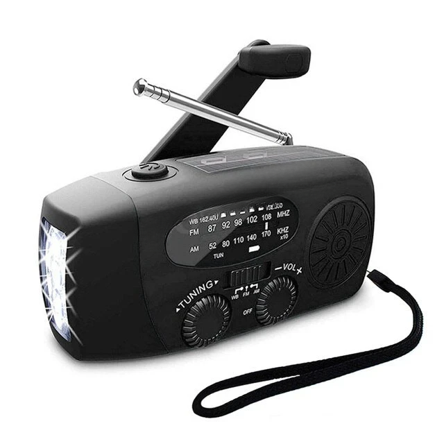 Emergency Hand Crank Radio with Solar Charging, AM/FM, Flashlight, SOS Alarm and USB Power Bank 2