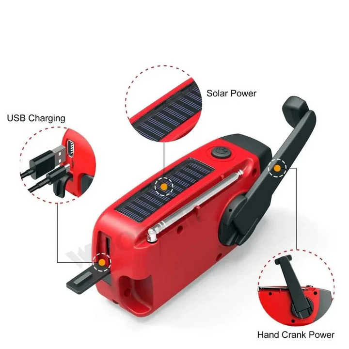 Emergency Hand Crank Radio with Solar Charging, AM/FM, Flashlight, SOS Alarm and USB Power Bank 3