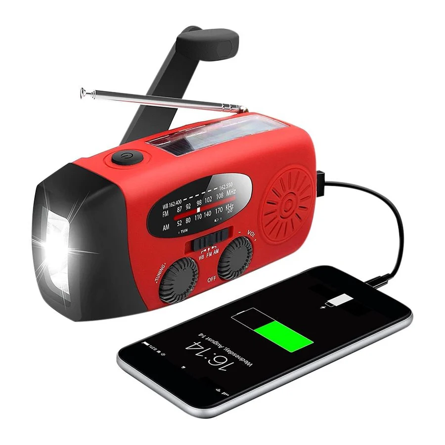 Emergency Hand Crank Radio with Solar Charging, AM/FM, Flashlight, SOS Alarm and USB Power Bank 1
