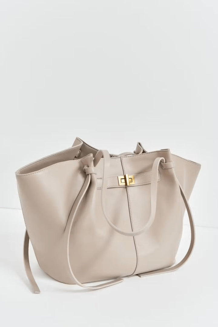 Everyday Leather Tote Bag with Front Closure Detail 6