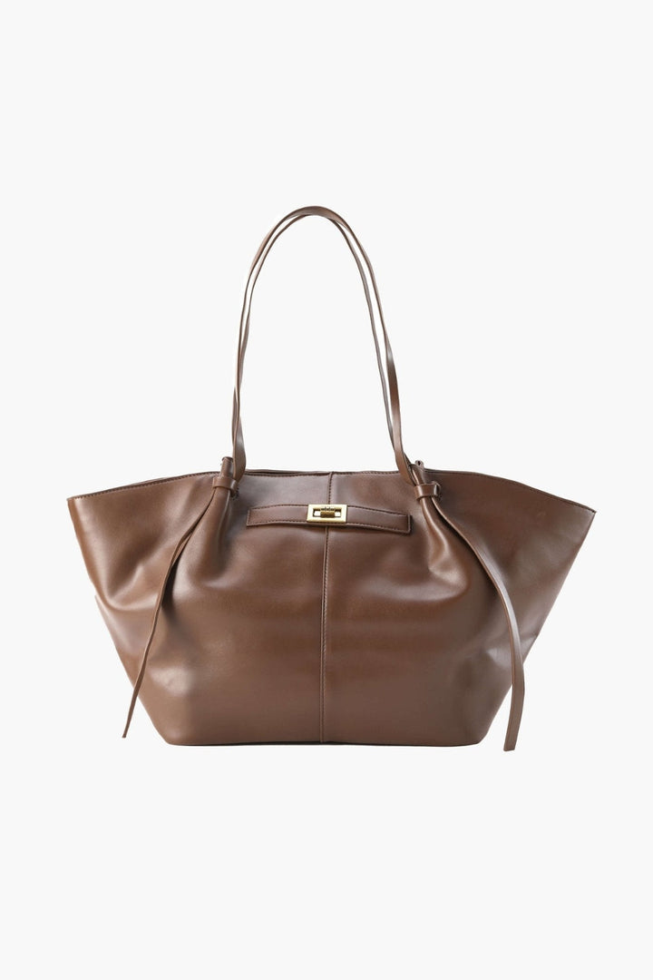Everyday Leather Tote Bag with Front Closure Detail 7
