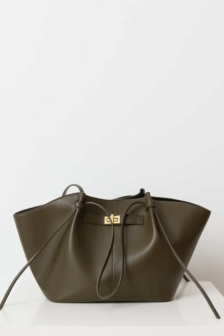 Everyday Leather Tote Bag with Front Closure Detail 8