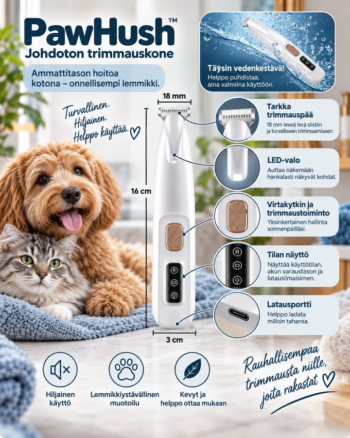 Cordless Pet Grooming Trimmer, Quiet Rechargeable with LED Light 6
