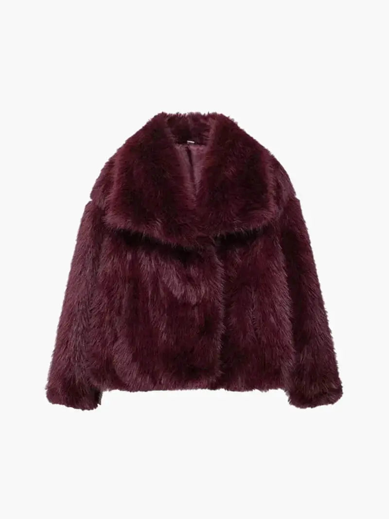 Faux Fur Coat with Wide Lapel Collar 4