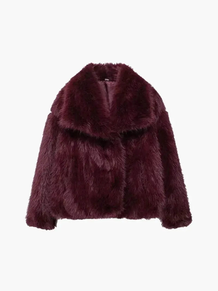 Faux Fur Coat with Wide Lapel Collar 4