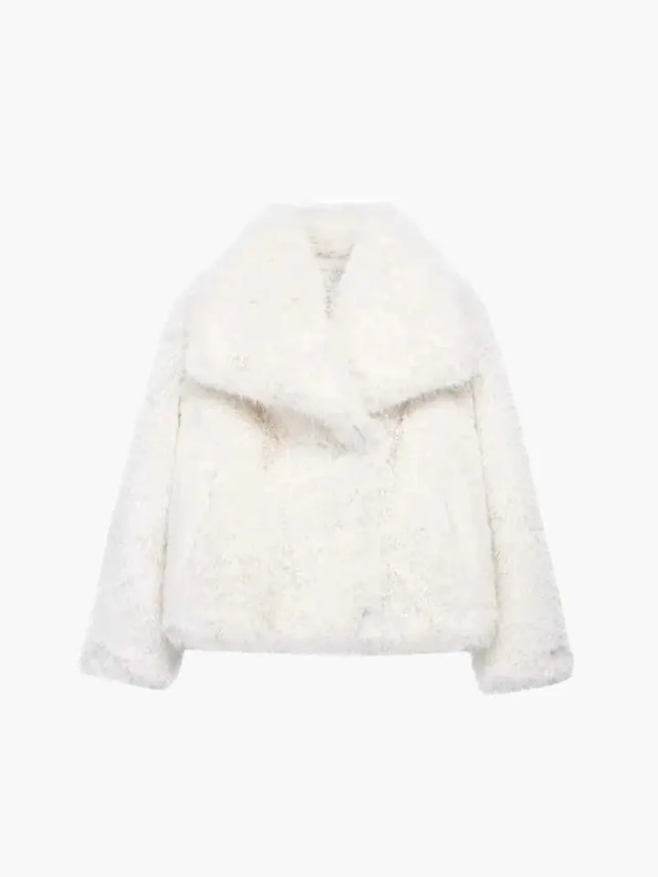 Faux Fur Coat with Wide Lapel Collar 5