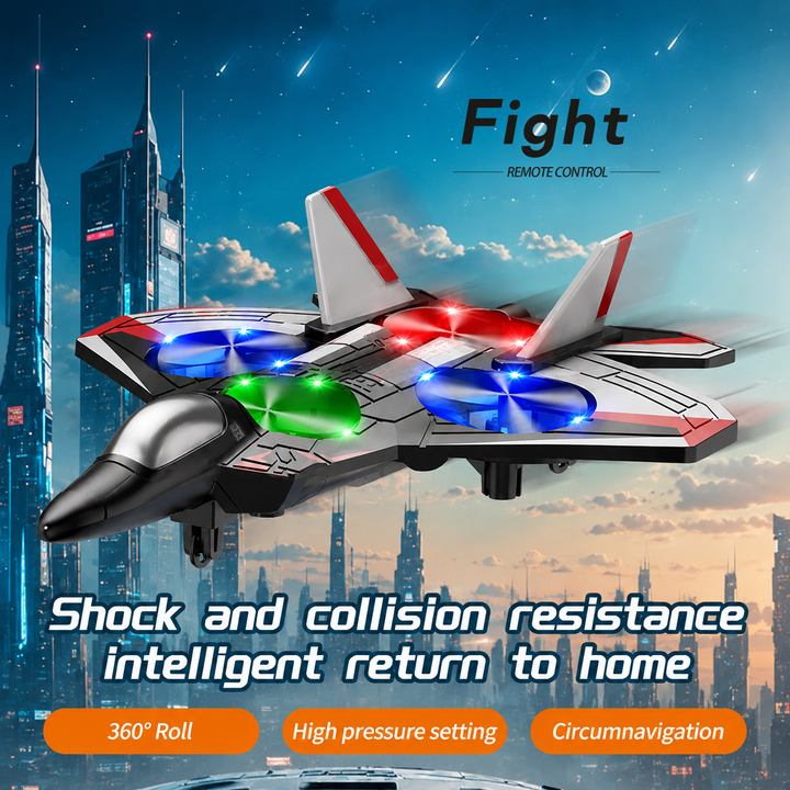 RC Fighter Jet Toy with 360° Stunt Flips and LED Lights, Shock-Resistant 3