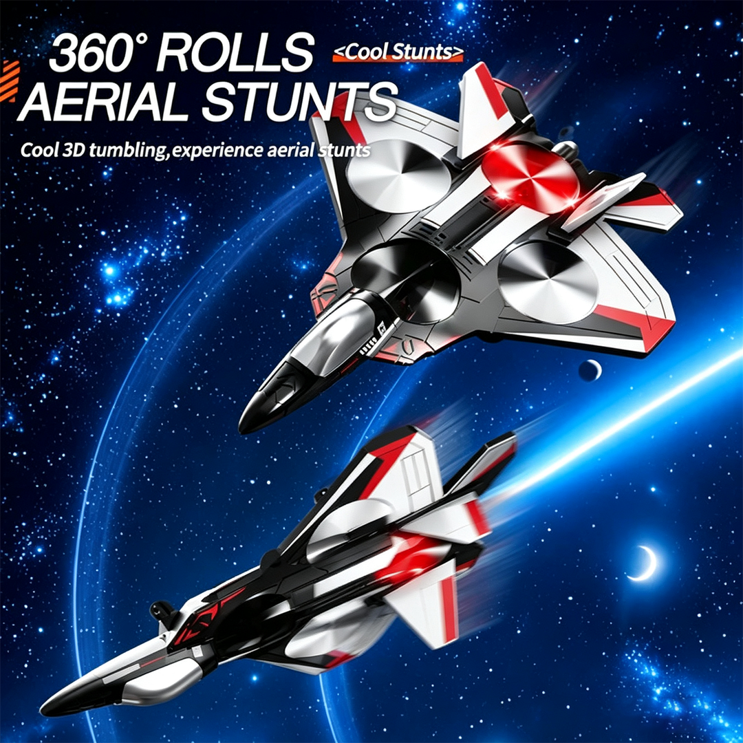 RC Fighter Jet Toy with 360° Stunt Flips and LED Lights, Shock-Resistant 4