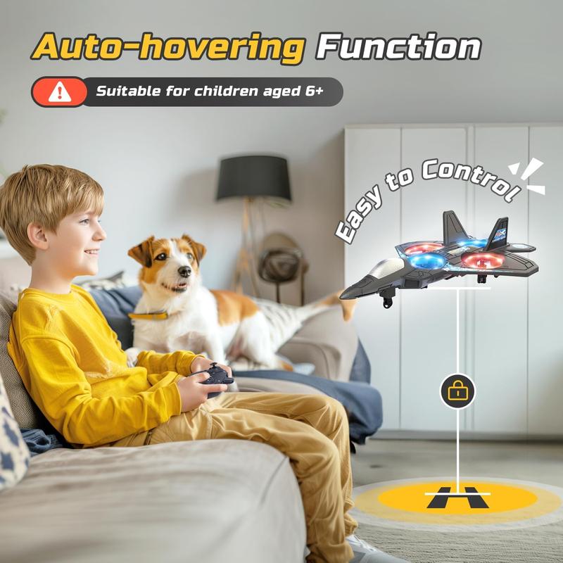 RC Fighter Jet Toy with 360° Stunt Flips and LED Lights, Shock-Resistant 6