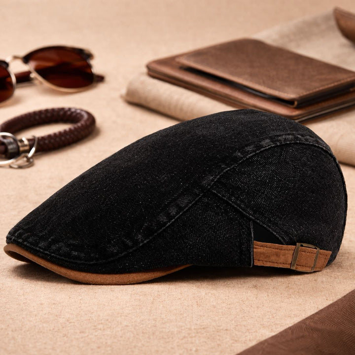 Men's Flat Cap | Retro Denim Newsboy Hat 8