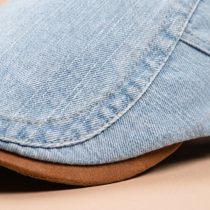 Men's Flat Cap | Retro Denim Newsboy Hat 4