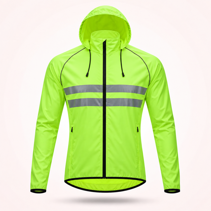 Waterproof Windproof Breathable Cycling Jacket with Underarm Vents and Reflective Stripes 19