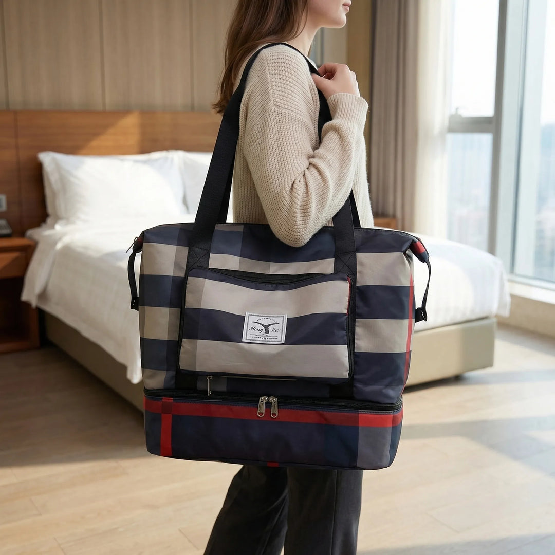 Foldable Striped Travel Bag - Journix