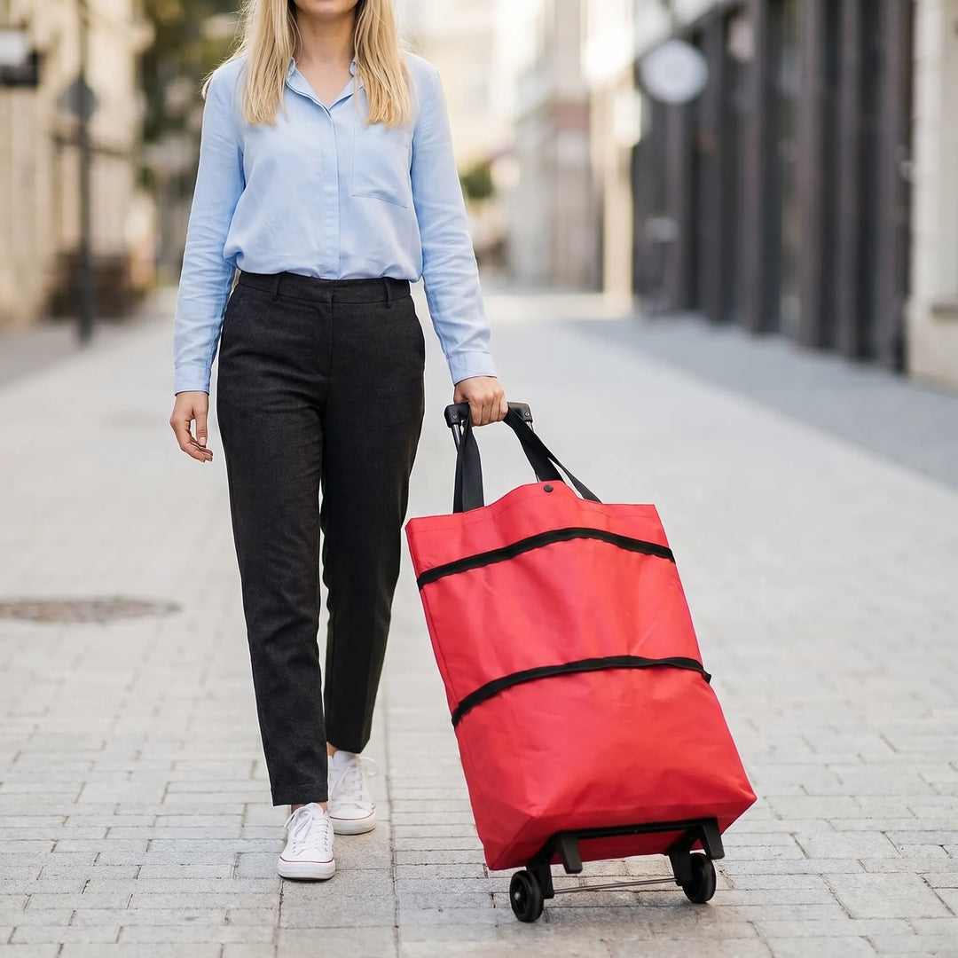 Foldable Wheeled Shopping Tote Bag - Trollova