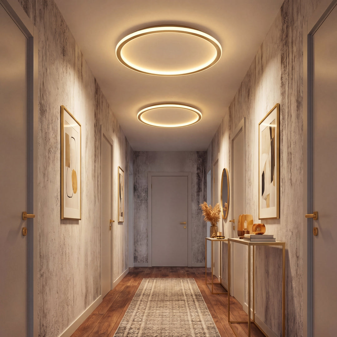 Gold Round LED Ceiling Light with Remote Dimmer 4