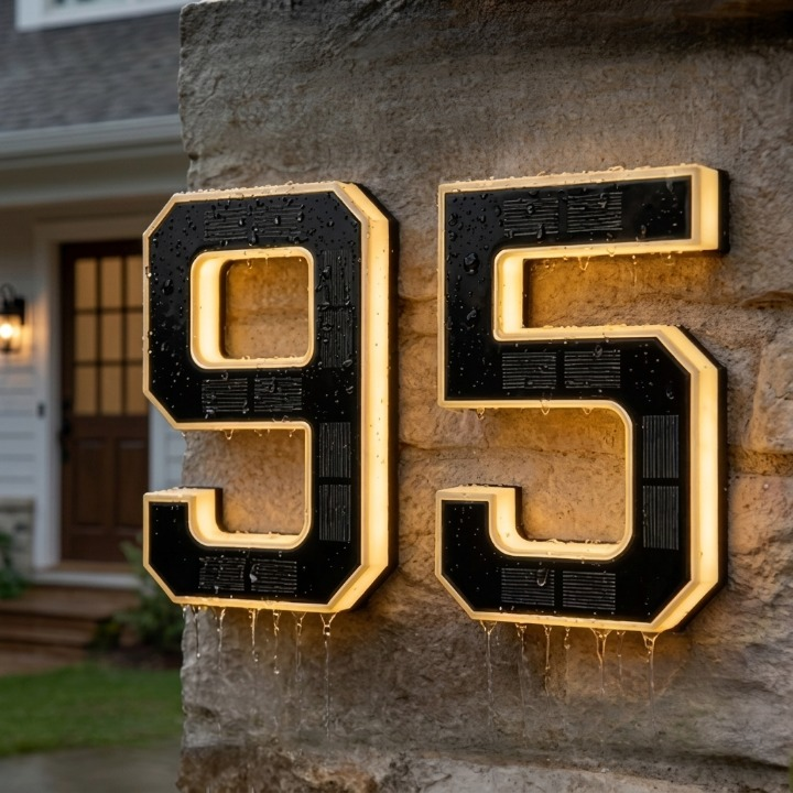Solar House Number Sign with LED Backlight – Lights Up Automatically at Dusk 4