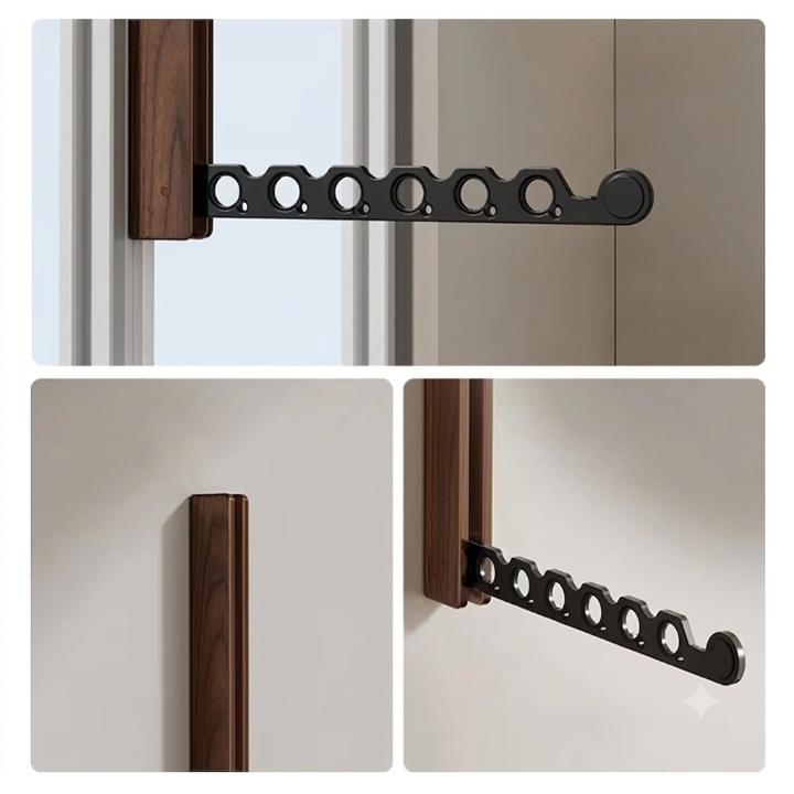 Foldable Wooden Wall Coat Rack, Space-Saving Wall-Mounted Design 8
