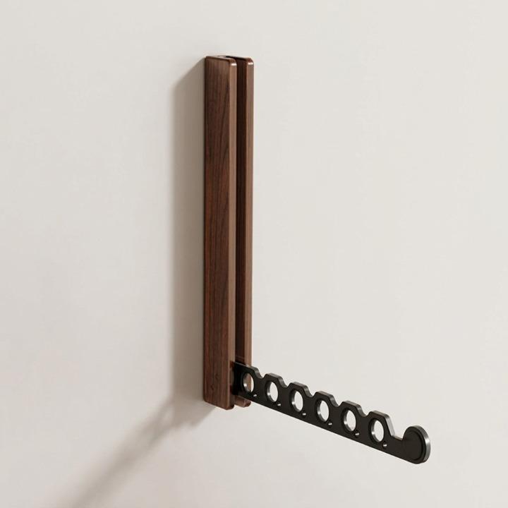Foldable Wooden Wall Coat Rack, Space-Saving Wall-Mounted Design 6