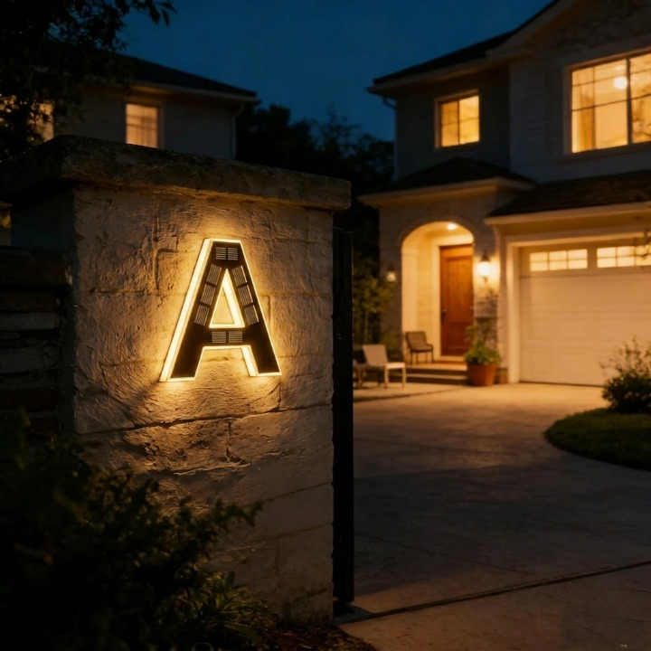 Solar House Number Sign with LED Backlight – Lights Up Automatically at Dusk 15