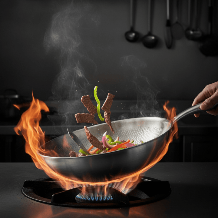 Hammered Titanium Flat-Bottom Wok Pan 4