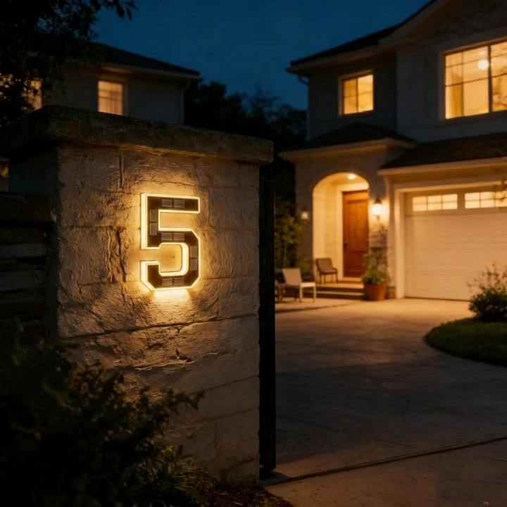 Solar House Number Sign with LED Backlight – Lights Up Automatically at Dusk 10