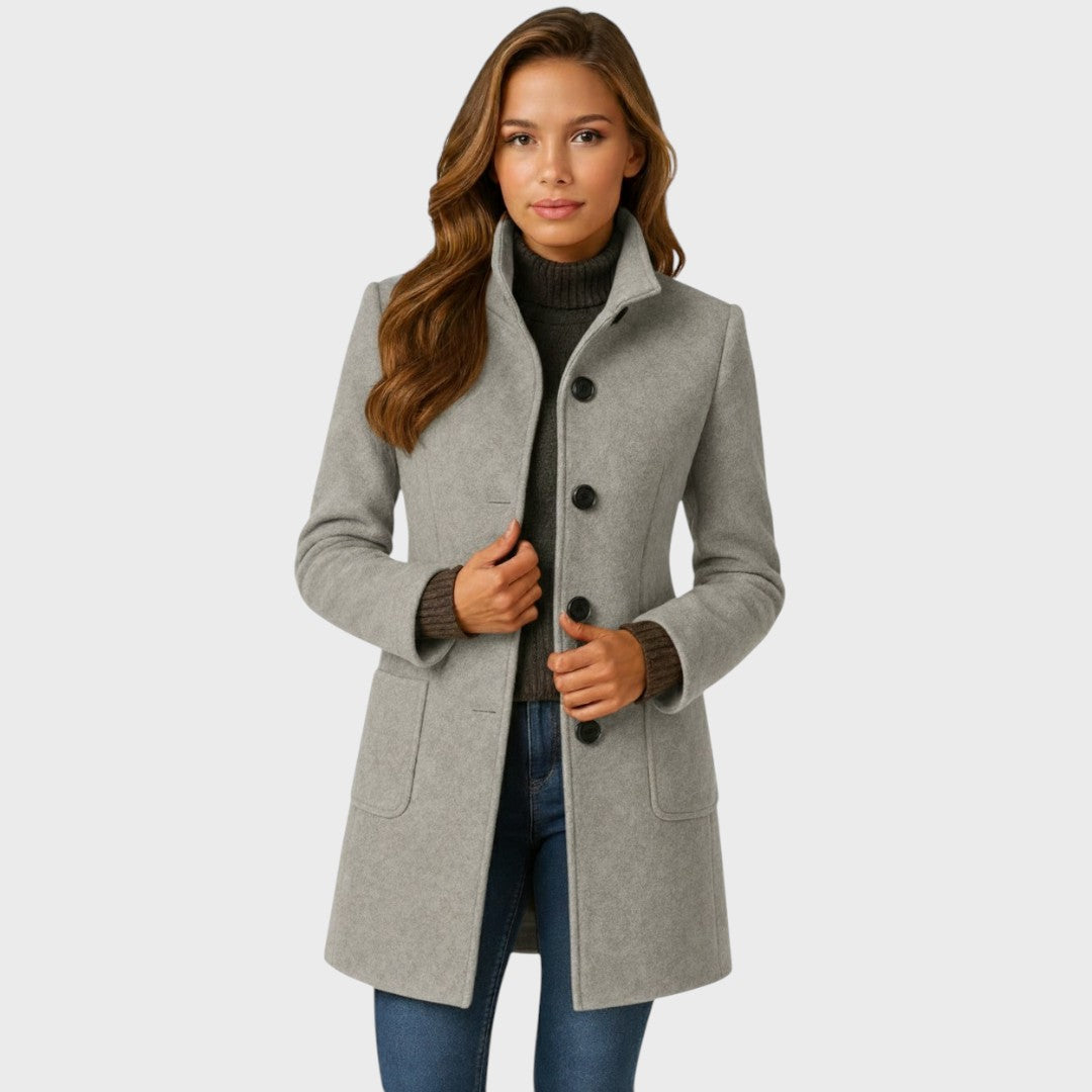 Women's Wool Blend Coat with Structured Collar and Button Front, Tailored Fit 4