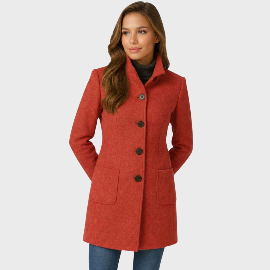 Women's Wool Blend Coat with Structured Collar and Button Front, Tailored Fit 6