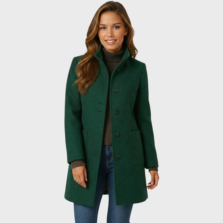 Women's Wool Blend Coat with Structured Collar and Button Front, Tailored Fit 9