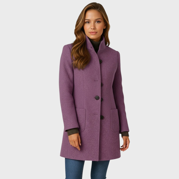 Women's Wool Blend Coat with Structured Collar and Button Front, Tailored Fit 8
