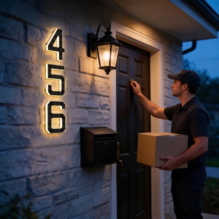 Solar House Number Sign with LED Backlight – Lights Up Automatically at Dusk 3