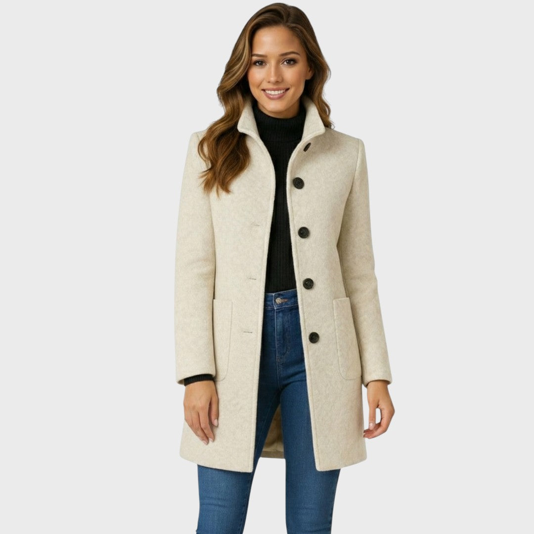 Women's Wool Blend Coat with Structured Collar and Button Front, Tailored Fit 7