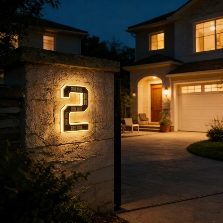 Solar House Number Sign with LED Backlight – Lights Up Automatically at Dusk 8