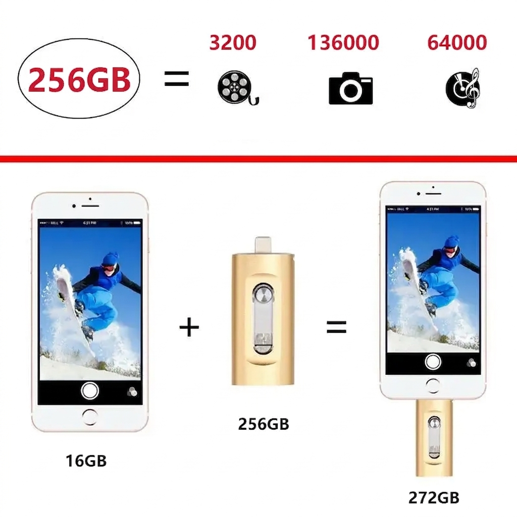 3-in-1 USB Flash Drive – Extra Storage for iPhone, Android & PC 7