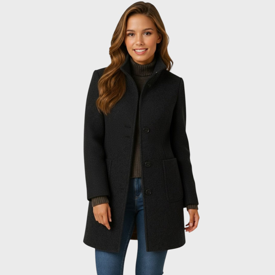 Women's Wool Blend Coat with Structured Collar and Button Front, Tailored Fit 5