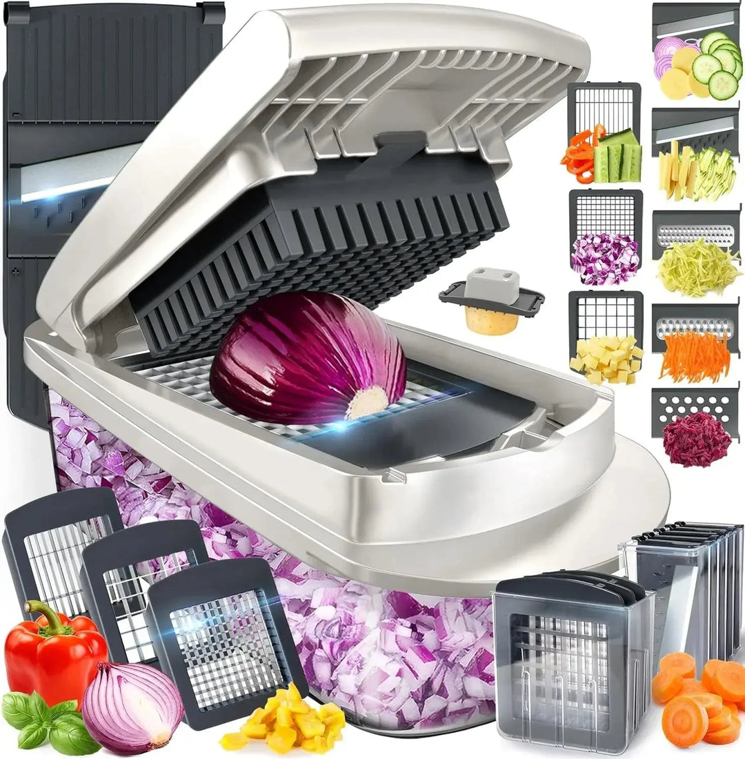 Vegetable Cutter | Dice Slice and Grate | Collection Box & Safety Holder 1