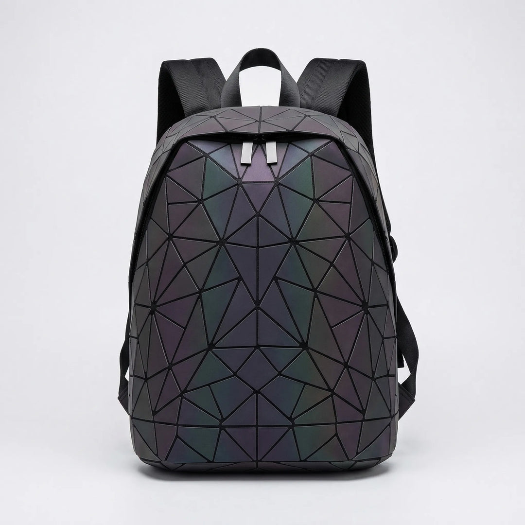 Geometric Paneled Iridescent Backpack - Luminar
