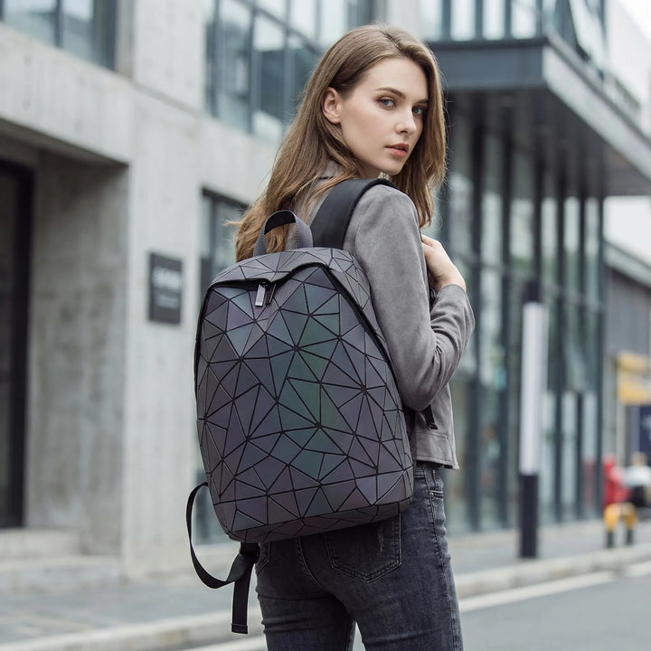 Geometric Paneled Iridescent Backpack - Luminar