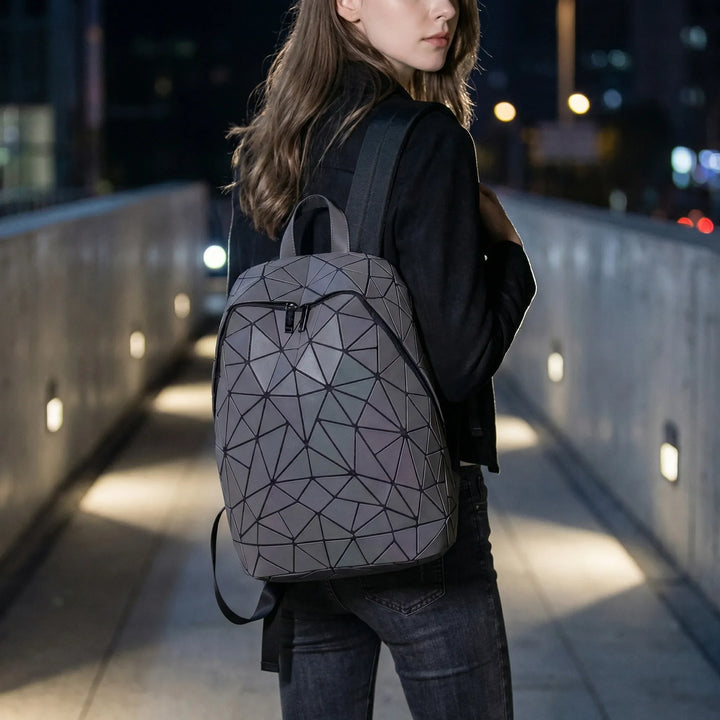 Geometric Paneled Iridescent Backpack - Luminar
