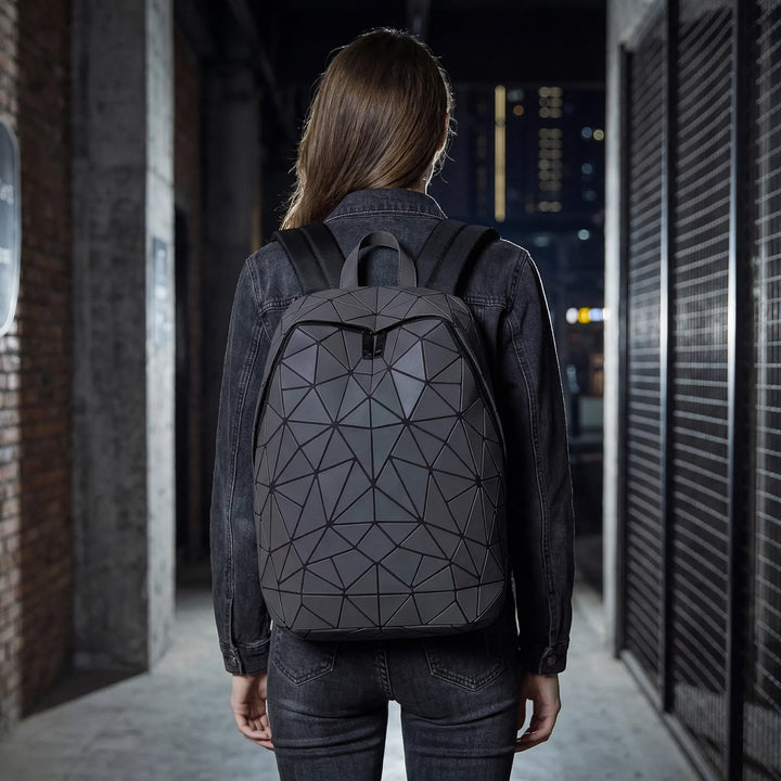 Geometric Paneled Iridescent Backpack - Luminar