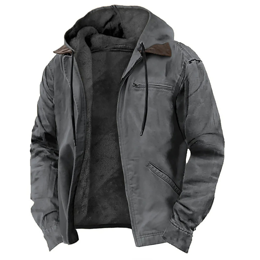 Men's Removable-Hood Winter Jacket - Warm Full-Zip Layer 3