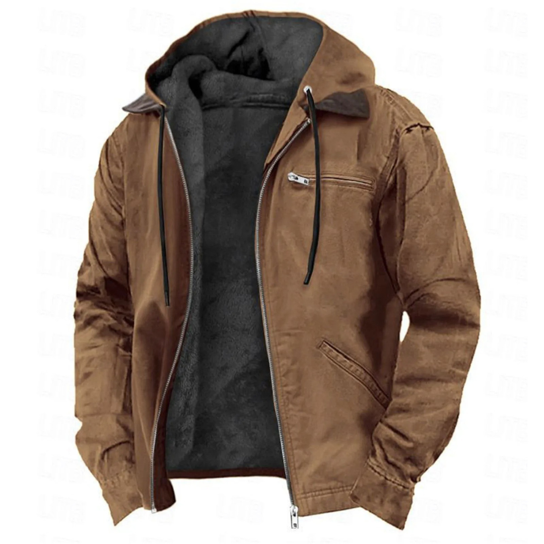 Men's Removable-Hood Winter Jacket - Warm Full-Zip Layer 1