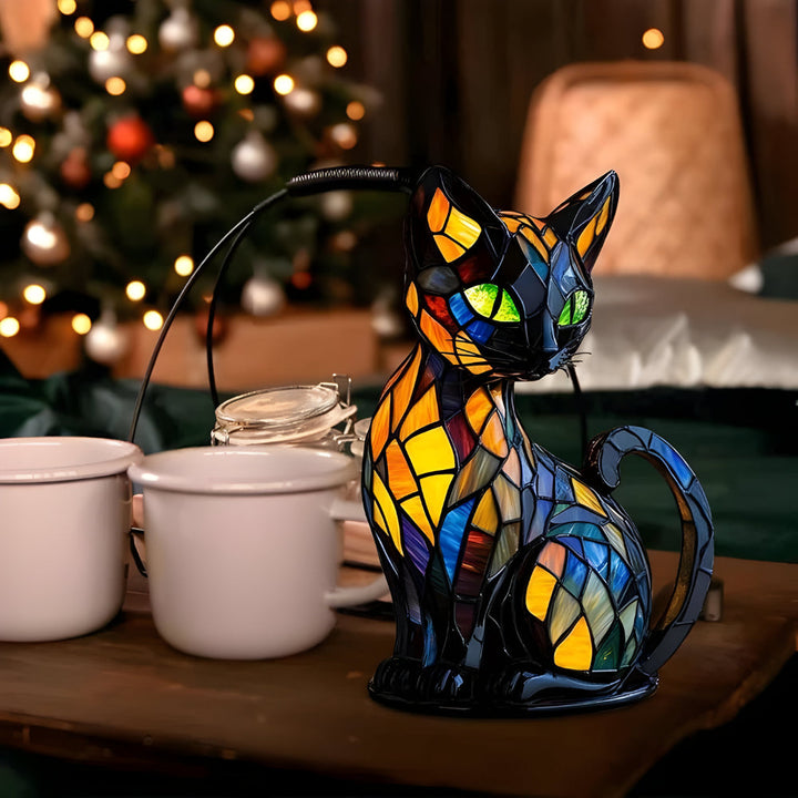 Glass Mosaic Cat Table Lamp with Color-Changing Glow, E14 Socket 4